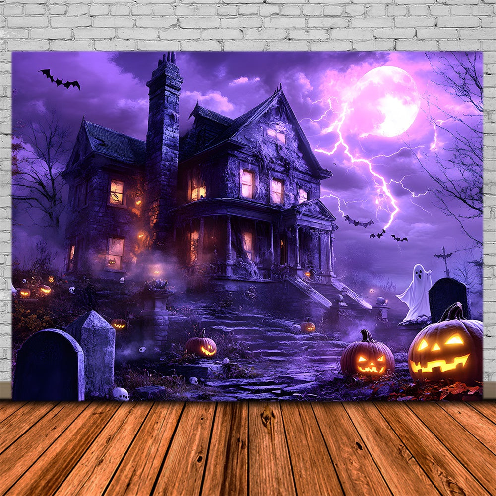 Halloween Night Haunted House Lighting Backdrop UK RR9-119