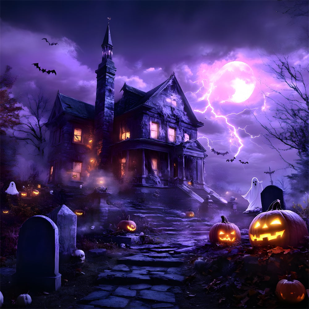 Halloween Night Haunted House Lighting Backdrop UK RR9-119