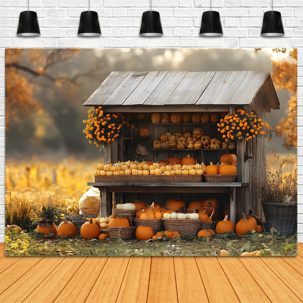 Autumn Pumpkin Harvest Wooden Display Backdrop UK RR9-12