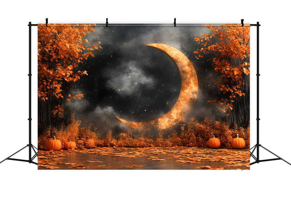 Maple Trees Pumpkin Gold Moon Autumn Backdrop UK RR9-14