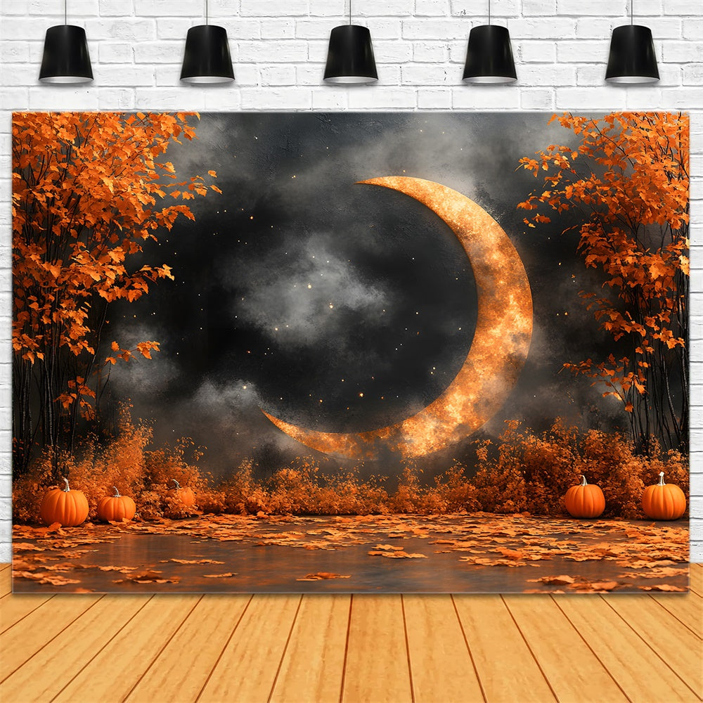 Maple Trees Pumpkin Gold Moon Autumn Backdrop UK RR9-14