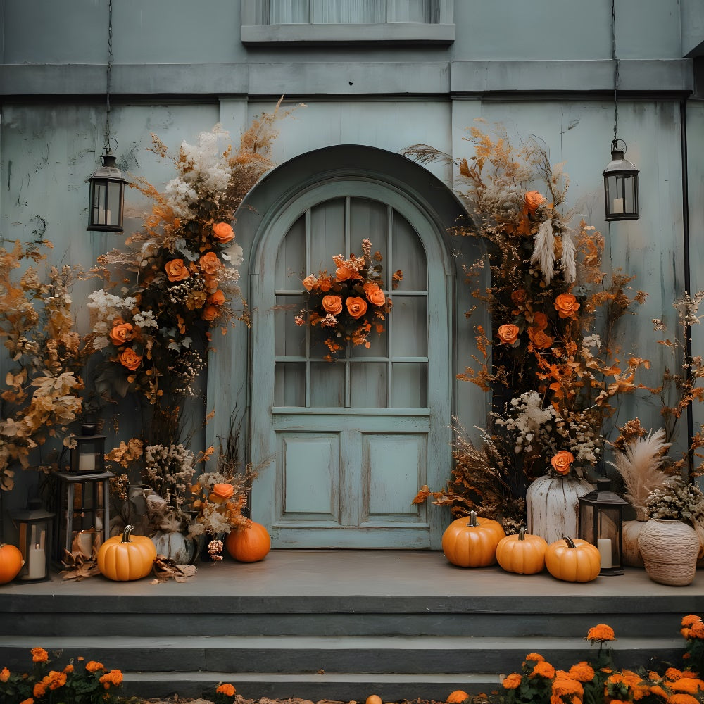 Autumn Vintage Barn Door Dried Flowers Backdrop UK RR9-15