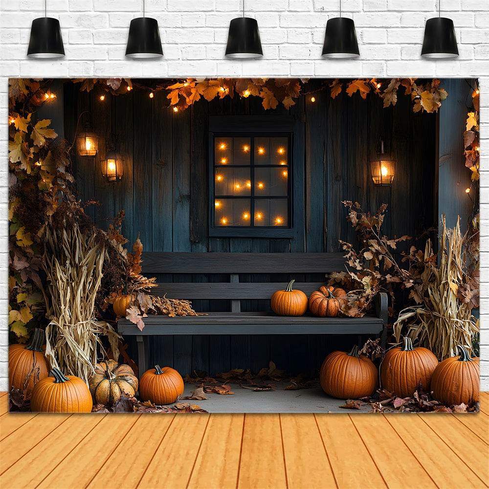 Autumn Wood Chair String Lights Leaves Backdrop UK RR9-16