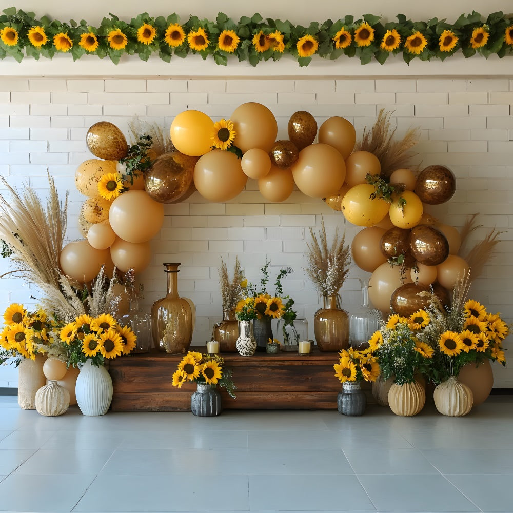 Sunflowers Balloons Arch Wall Autumn Backdrop UK RR9-19