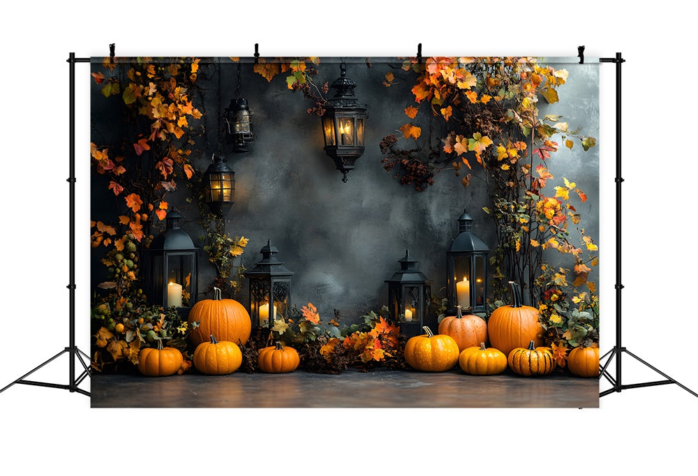 Maple Leaves Retro Wall Autumn Pumpkin Backdrop UK RR9-25