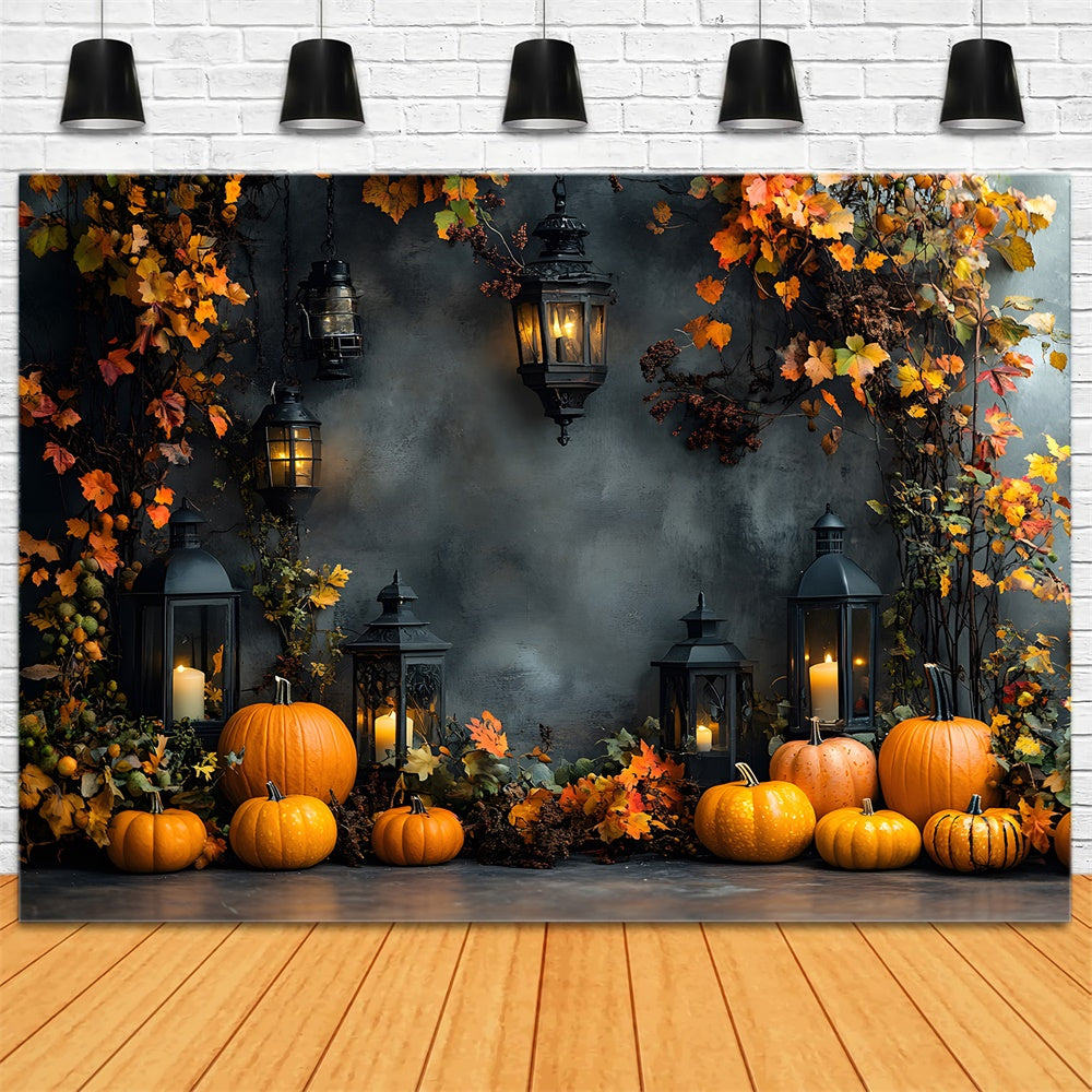 Maple Leaves Retro Wall Autumn Pumpkin Backdrop UK RR9-25