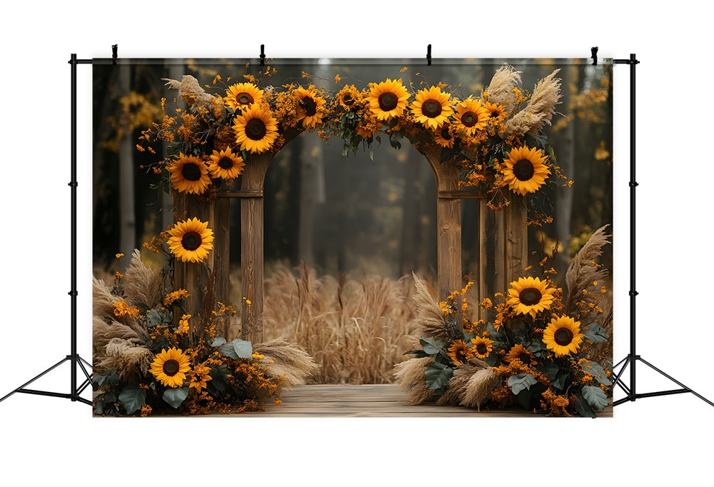 Sunflowers Arch Door Autumn Photography Backdrop UK RR9-28