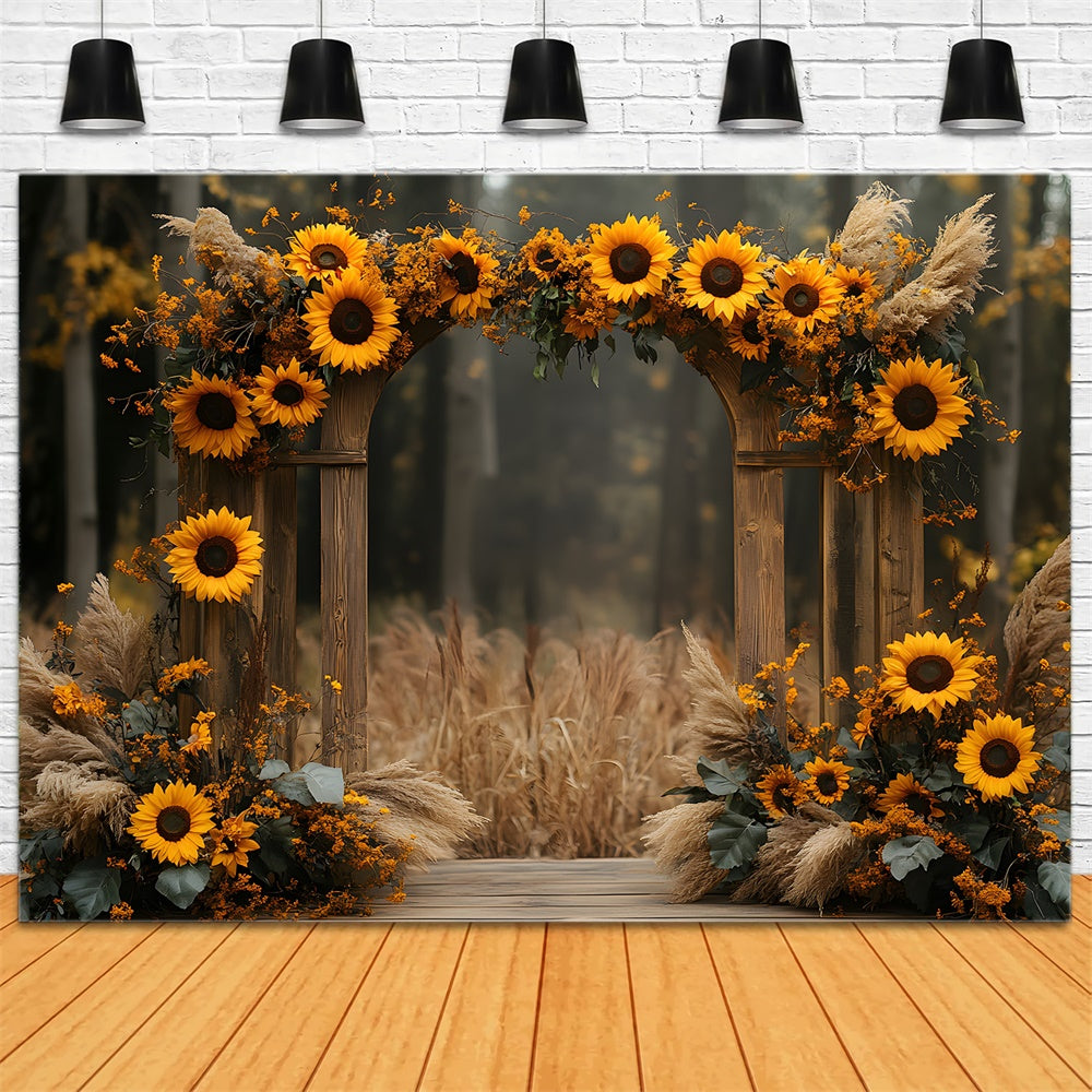 Sunflowers Arch Door Autumn Photography Backdrop UK RR9-28