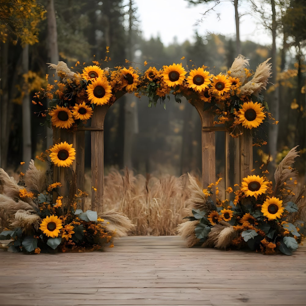 Sunflowers Arch Door Autumn Photography Backdrop UK RR9-28