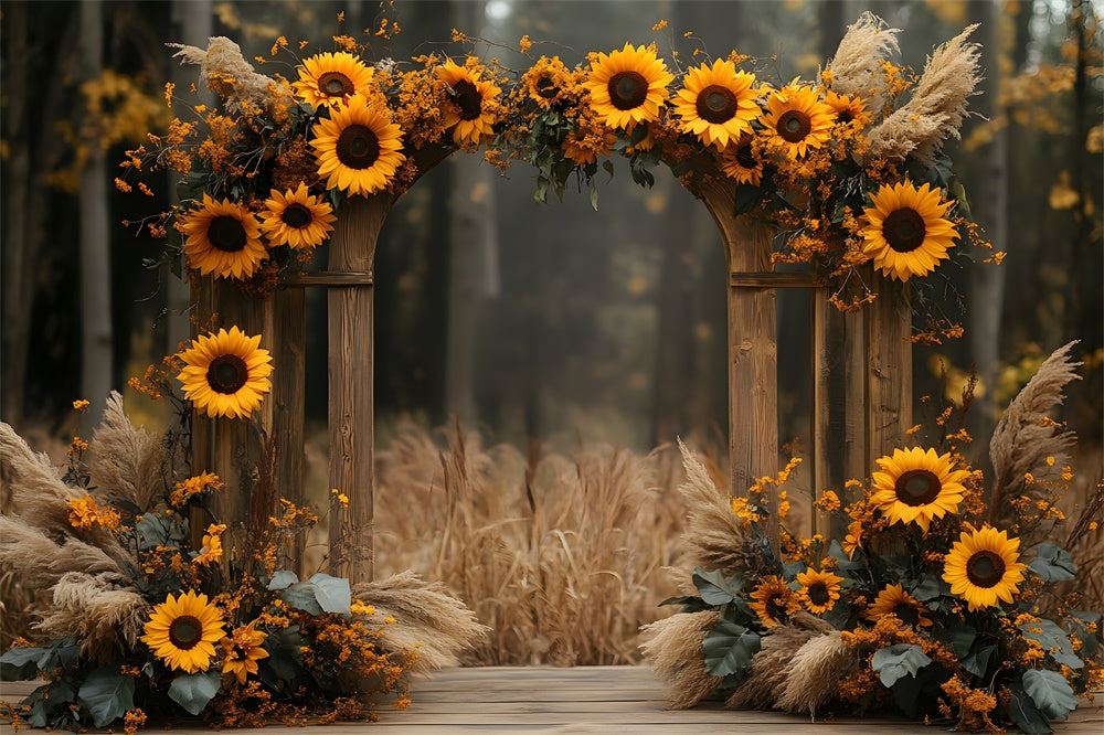 Sunflowers Arch Door Autumn Photography Backdrop UK RR9-28