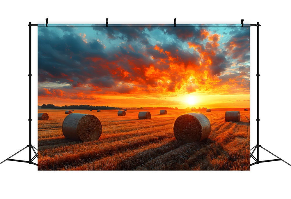 Autumn Sunset Harvest Wheat Field Backdrop UK RR9-29