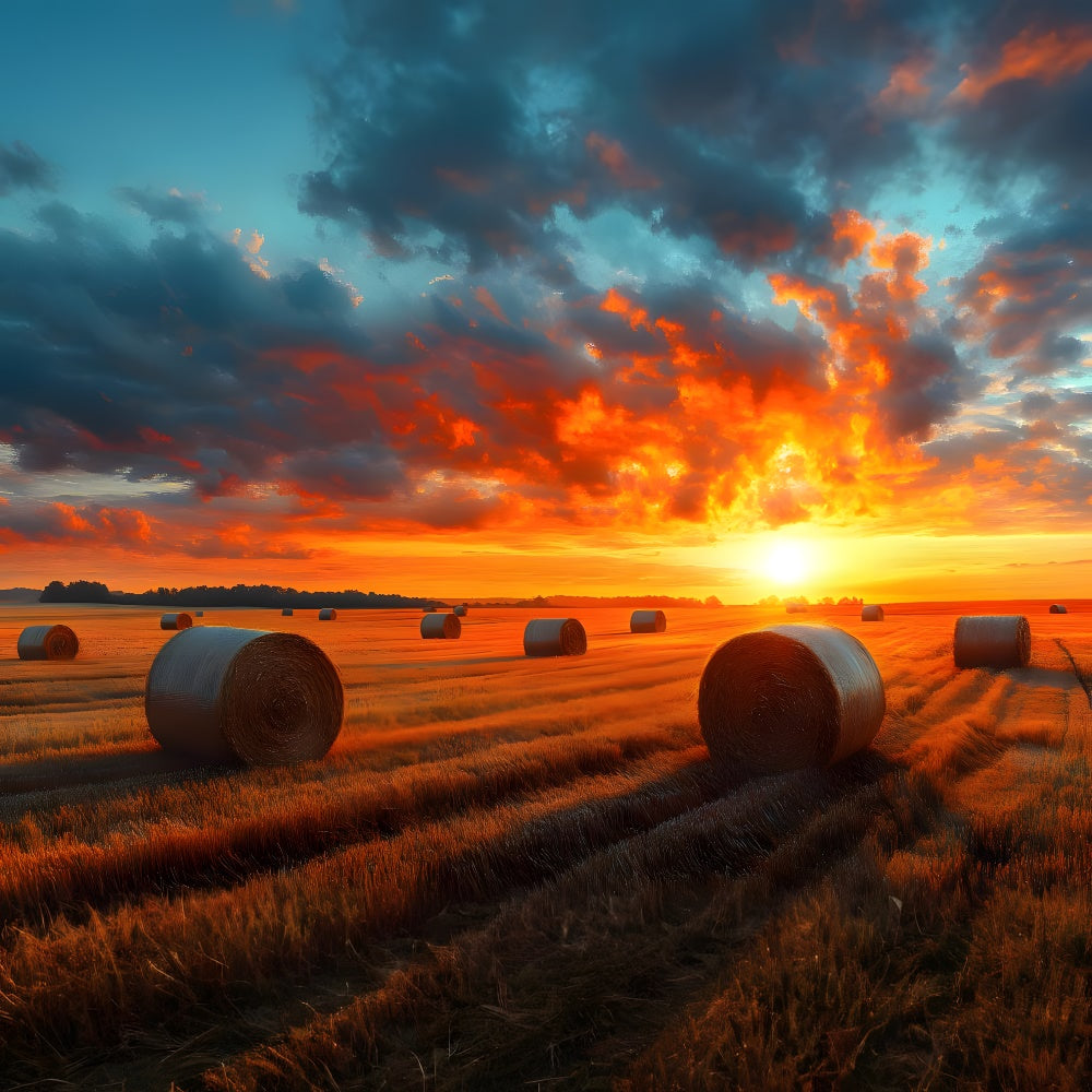 Autumn Sunset Harvest Wheat Field Backdrop UK RR9-29