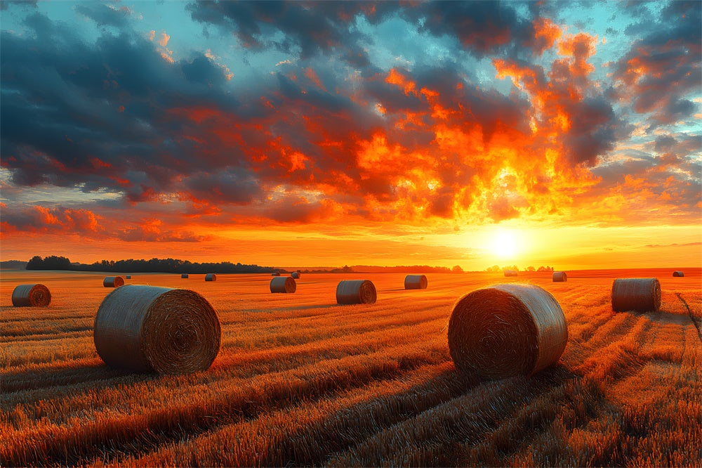 Autumn Sunset Harvest Wheat Field Backdrop UK RR9-29