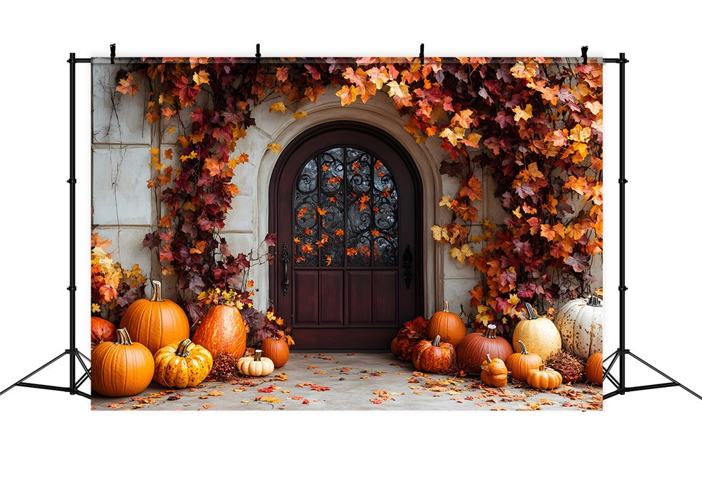 Maple Leaves Door Autumn Pumpkin Backdrop UK RR9-39