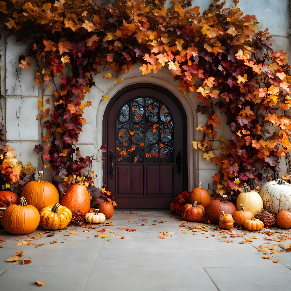 Maple Leaves Door Autumn Pumpkin Backdrop UK RR9-39