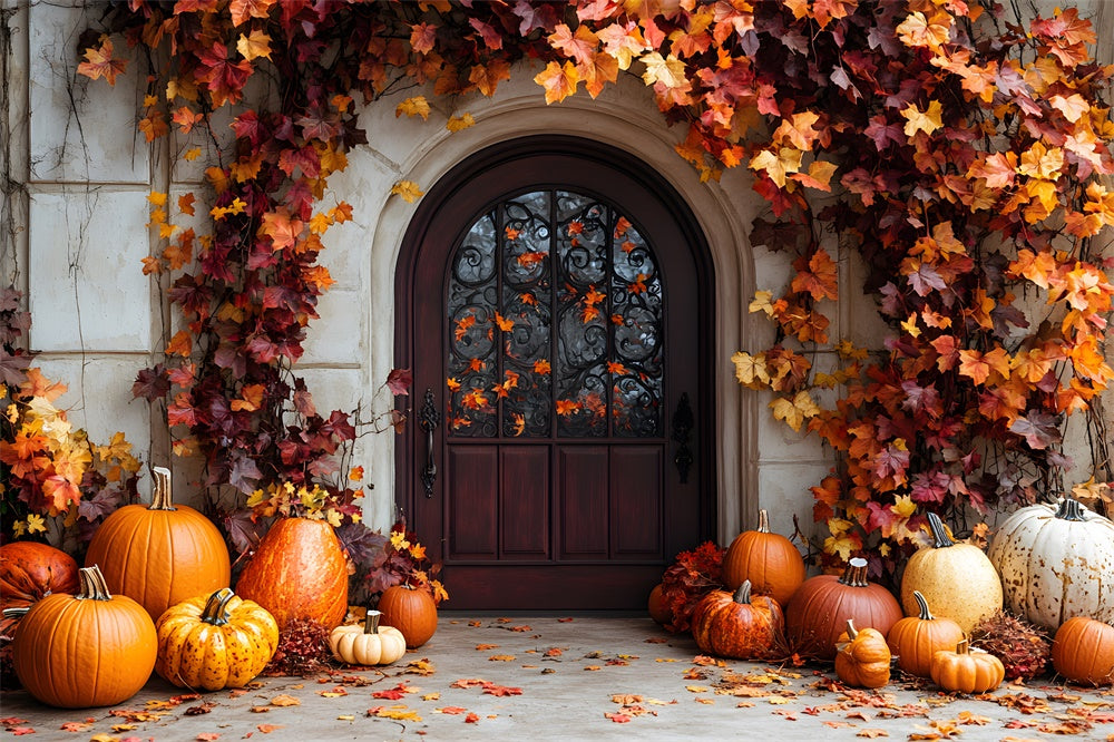 Maple Leaves Door Autumn Pumpkin Backdrop UK RR9-39