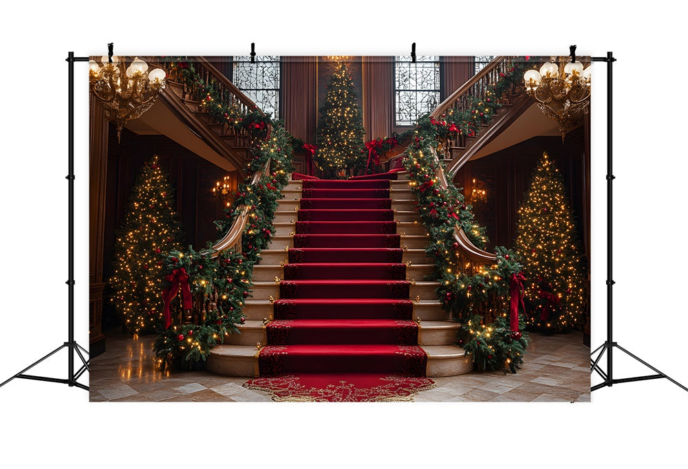 Christmas Trees Classic Living Room Stairs Backdrop UK RR9-43