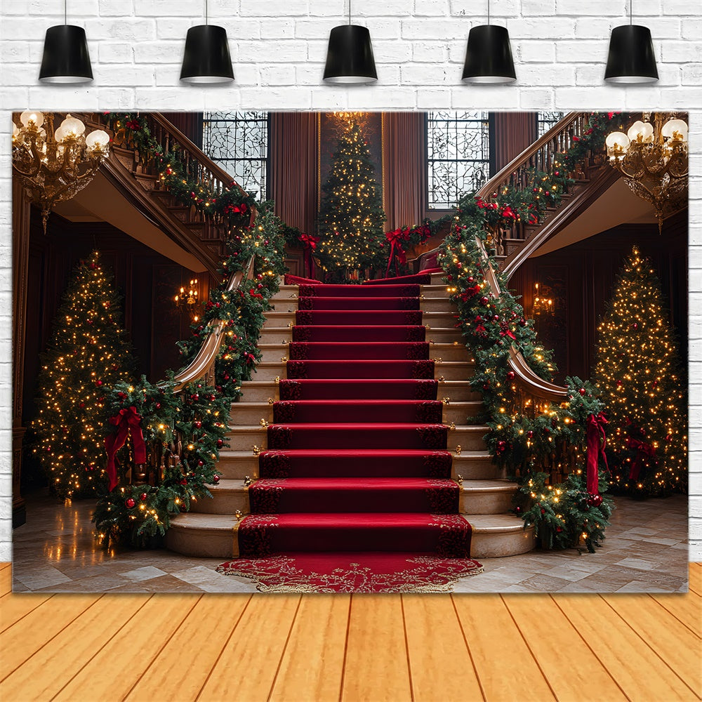 Christmas Trees Classic Living Room Stairs Backdrop UK RR9-43