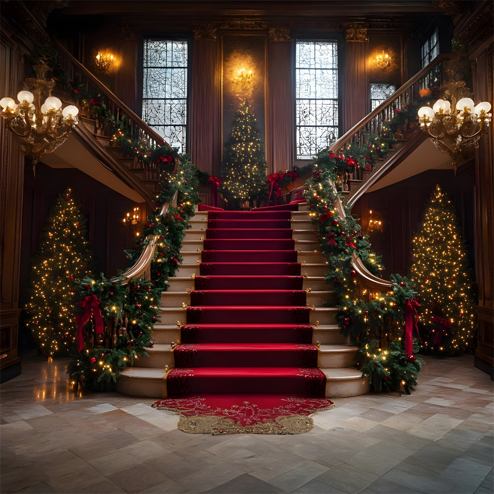 Christmas Trees Classic Living Room Stairs Backdrop UK RR9-43