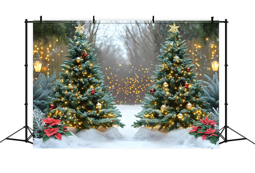 Glowing Christmas Tree Winter Snow Backdrop UK RR9-44