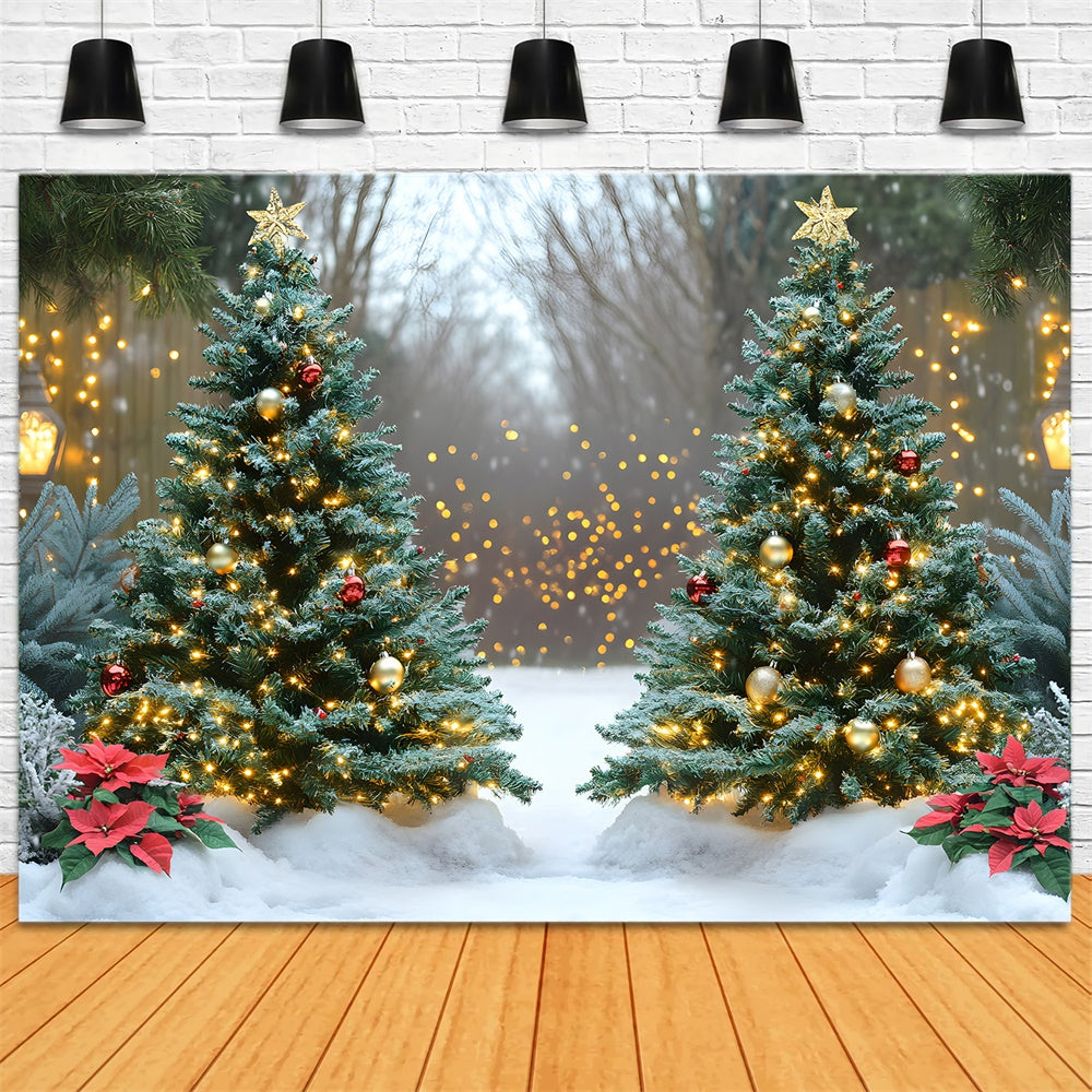 Glowing Christmas Tree Winter Snow Backdrop UK RR9-44