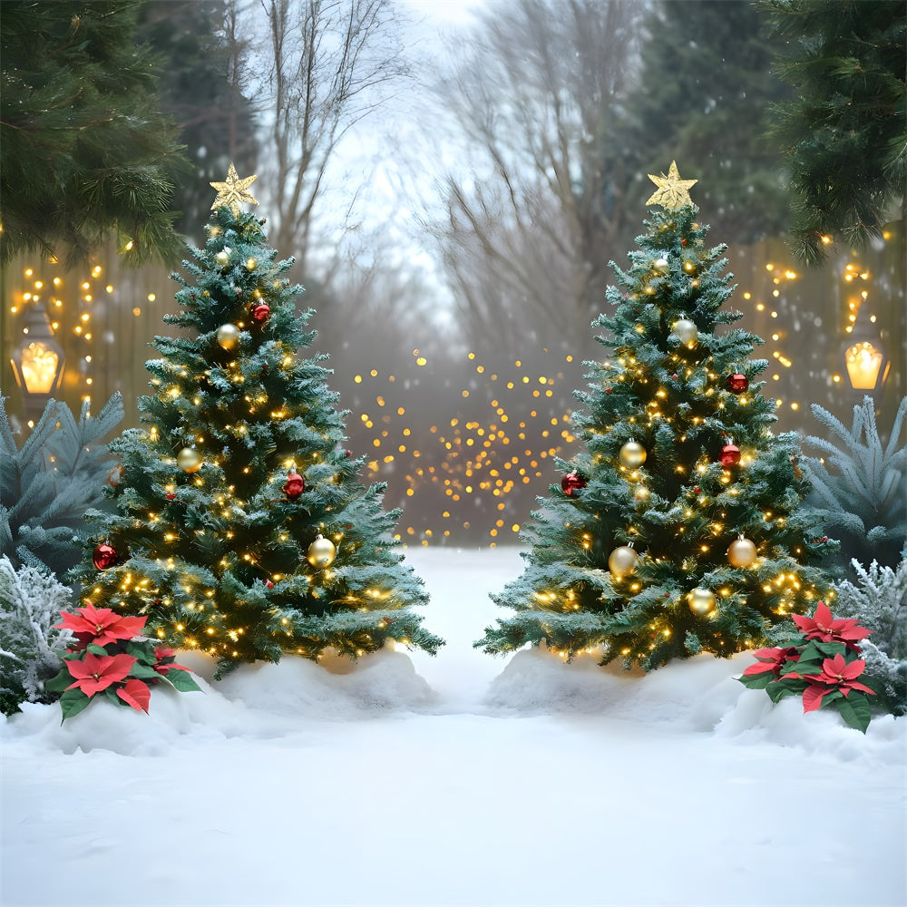 Glowing Christmas Tree Winter Snow Backdrop UK RR9-44