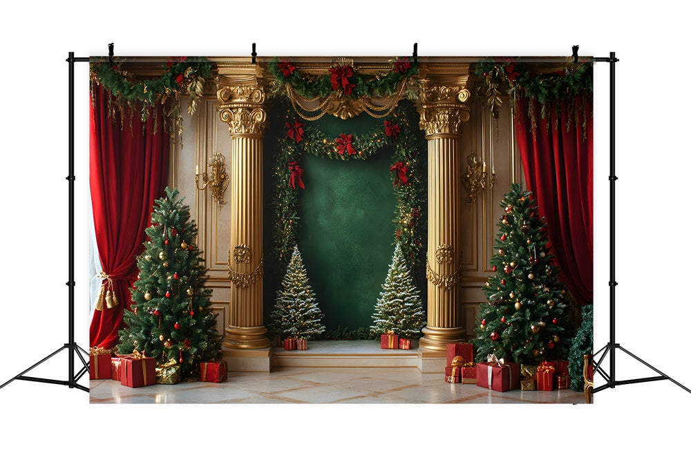 Christmas Mansion Room Gold Retro Wall Backdrop UK RR9-47