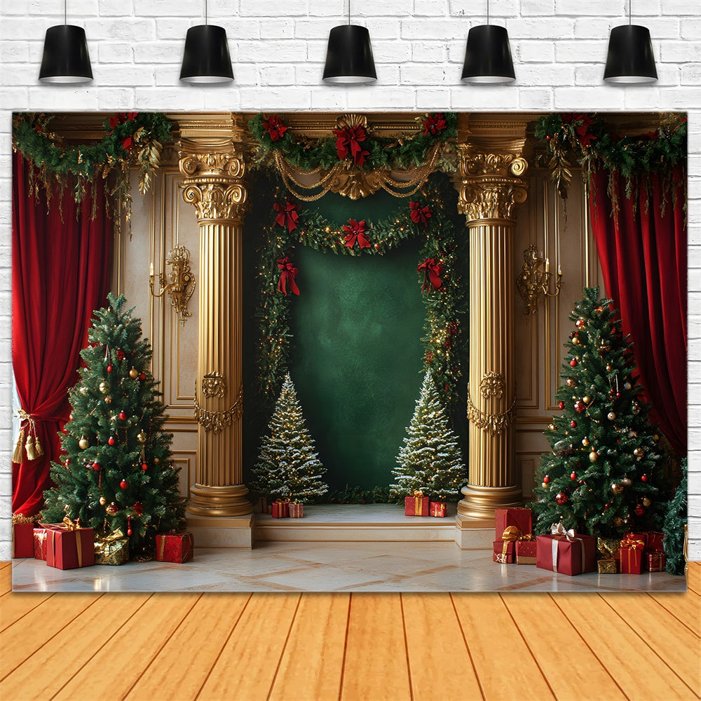 Christmas Mansion Room Gold Retro Wall Backdrop UK RR9-47