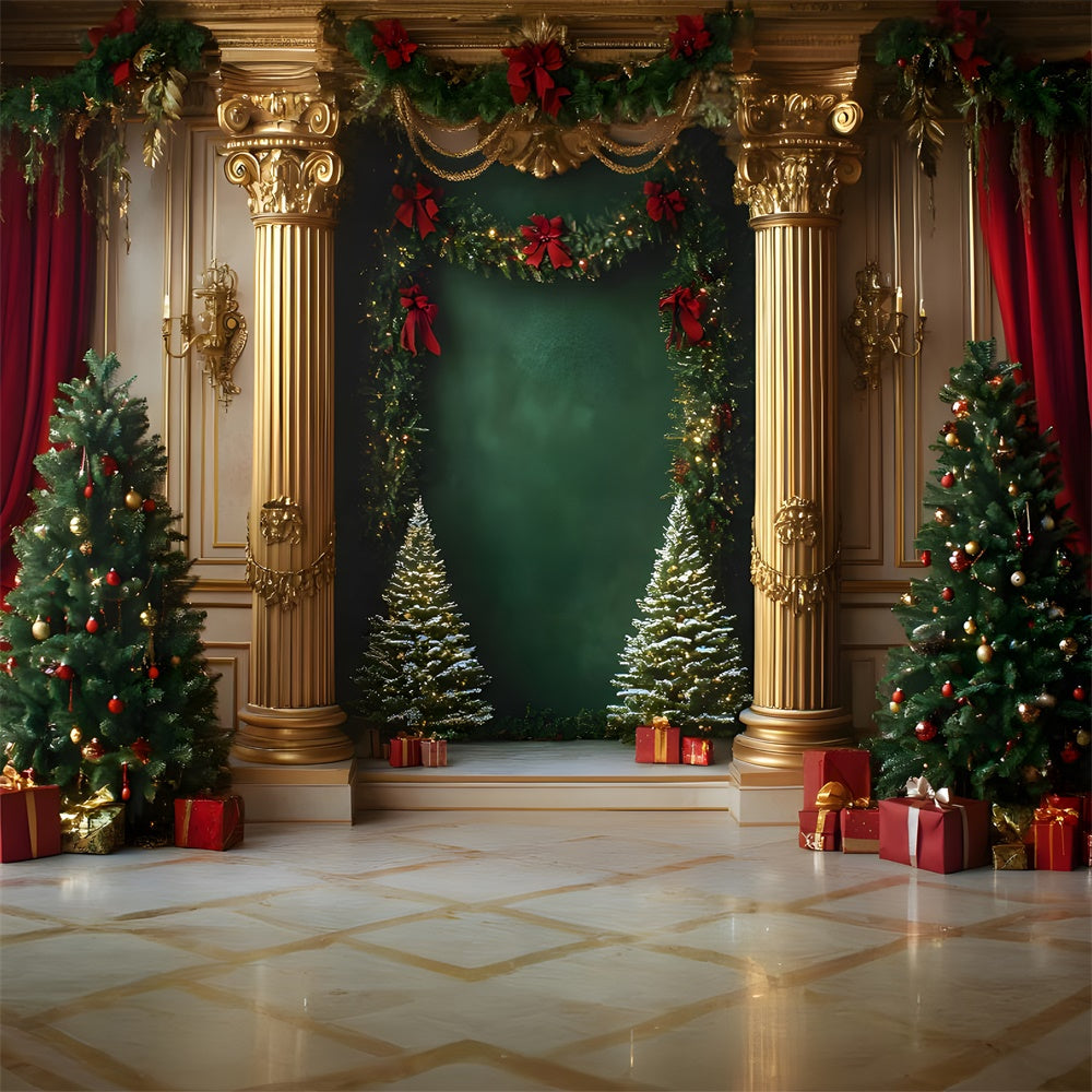 Christmas Mansion Room Gold Retro Wall Backdrop UK RR9-47