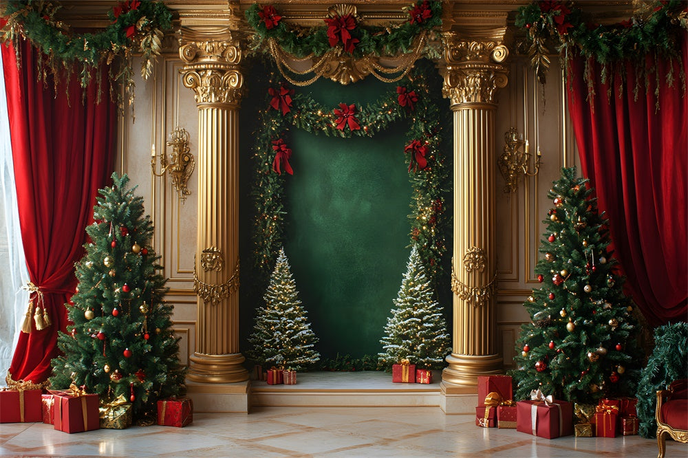 Christmas Mansion Room Gold Retro Wall Backdrop UK RR9-47