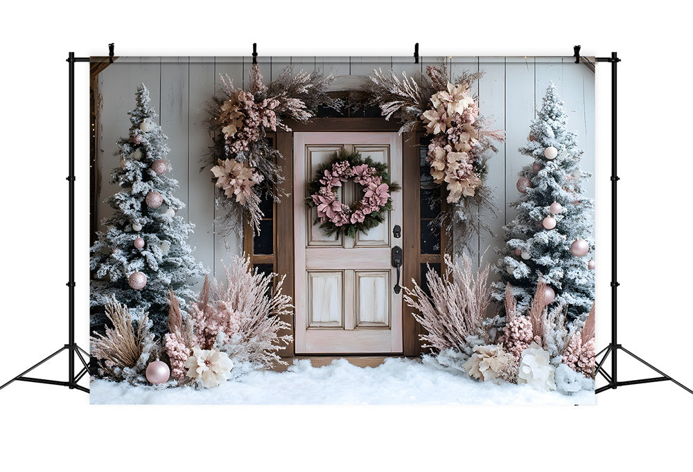 Christmas Decorated Door Wall Wreath Trees Backdrop UK RR9-48