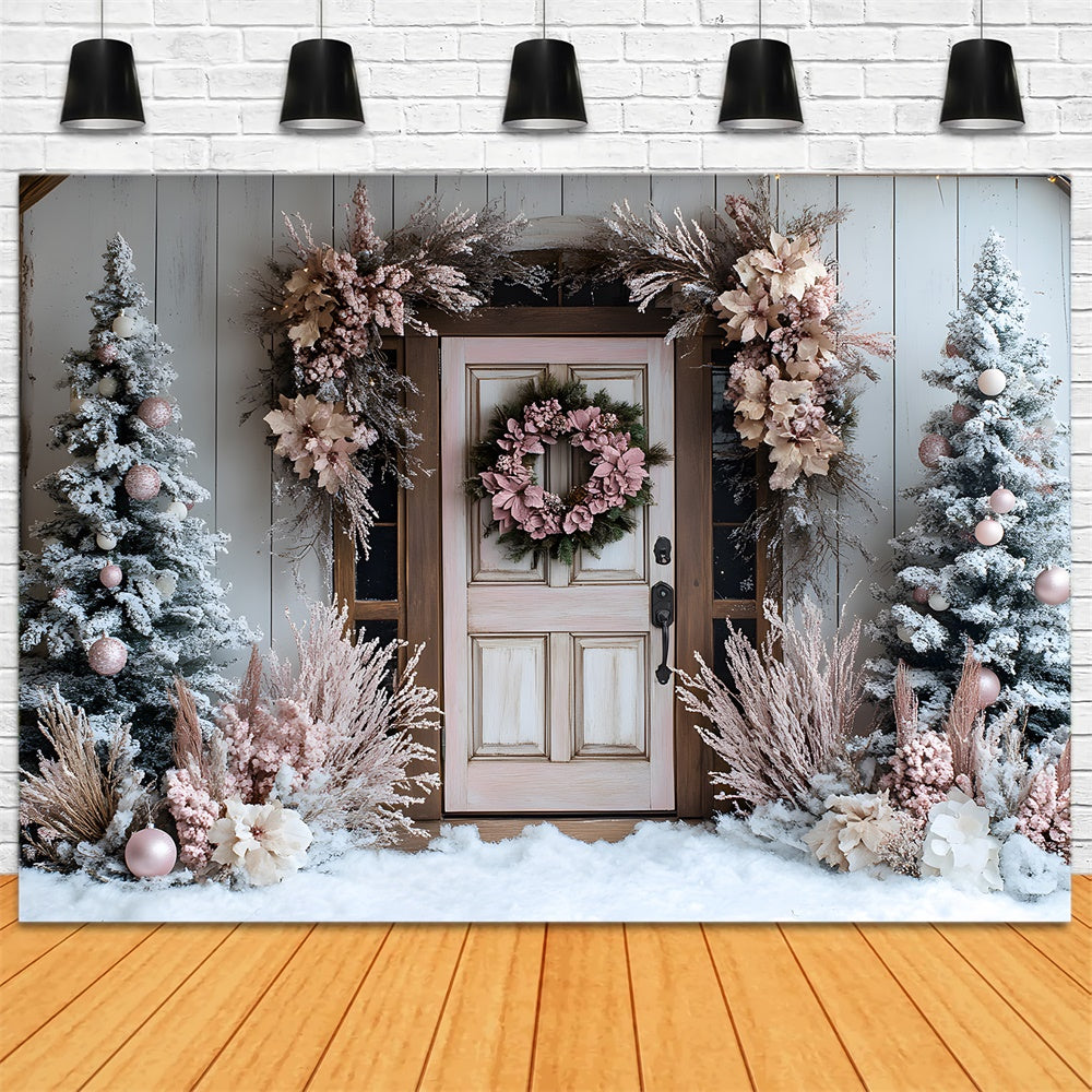 Christmas Decorated Door Wall Wreath Trees Backdrop UK RR9-48