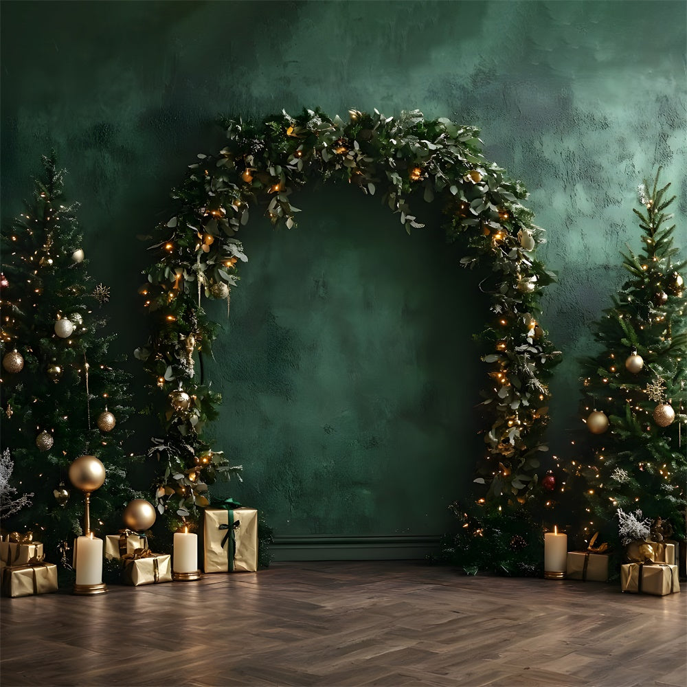 Christmas Green Retro Wall Garland Backdrop UK RR9-51