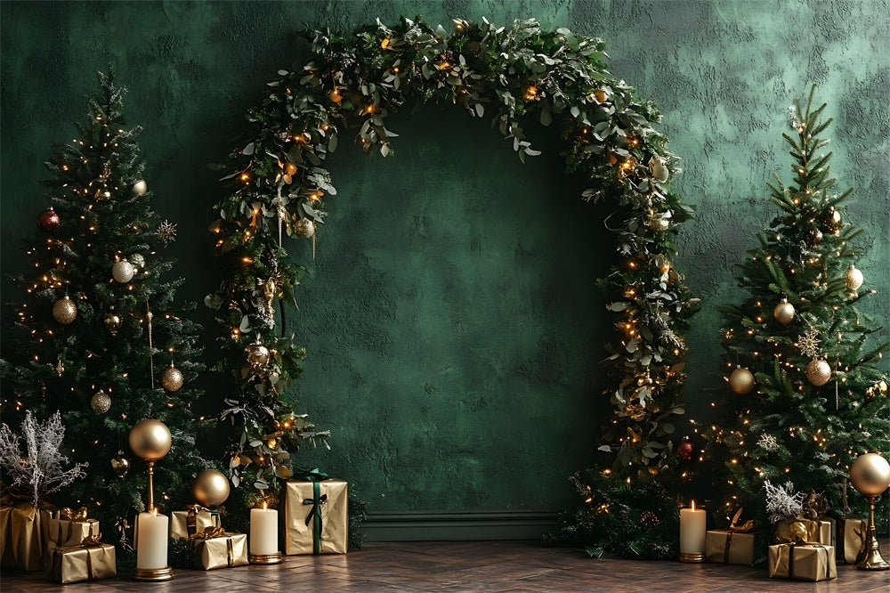 Christmas Green Retro Wall Garland Backdrop UK RR9-51