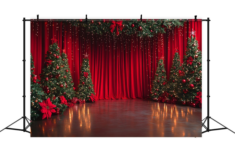 Christmas Trees Stage Curtain Photography Backdrop UK RR9-53