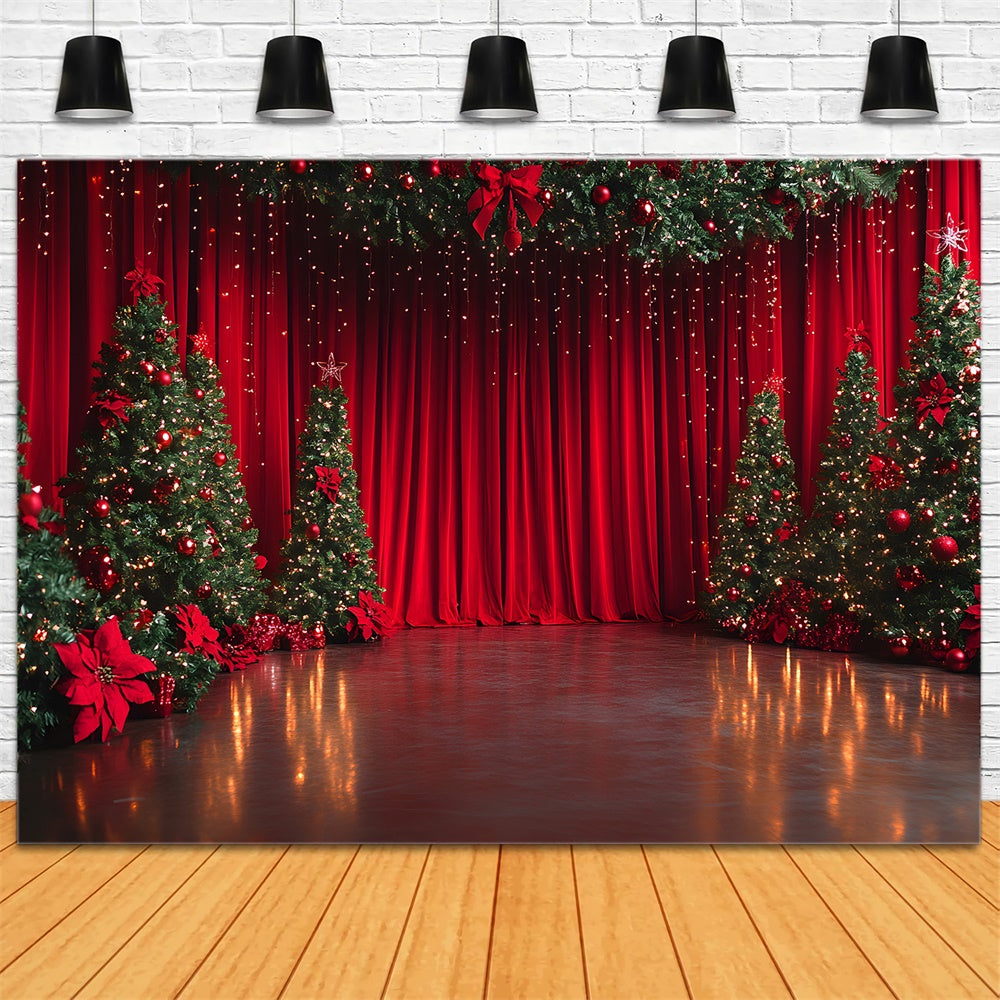 Christmas Trees Stage Curtain Photography Backdrop UK RR9-53