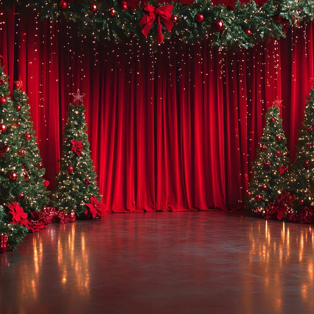 Christmas Trees Stage Curtain Photography Backdrop UK RR9-53