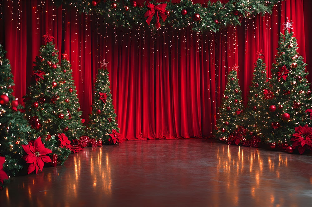 Christmas Trees Stage Curtain Photography Backdrop UK RR9-53