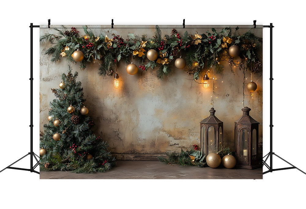 Christmas Balls Tree Decorated Wall Backdrop UK RR9-57