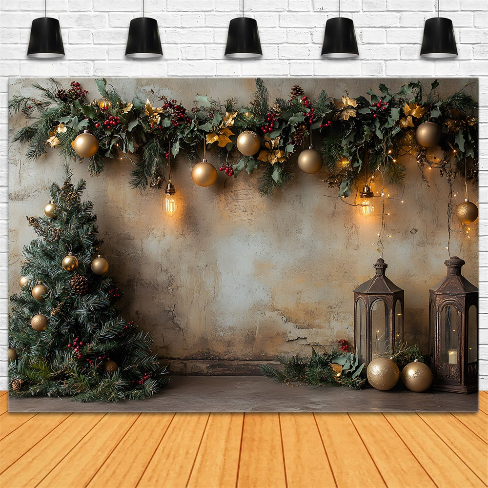 Christmas Balls Tree Decorated Wall Backdrop UK RR9-57