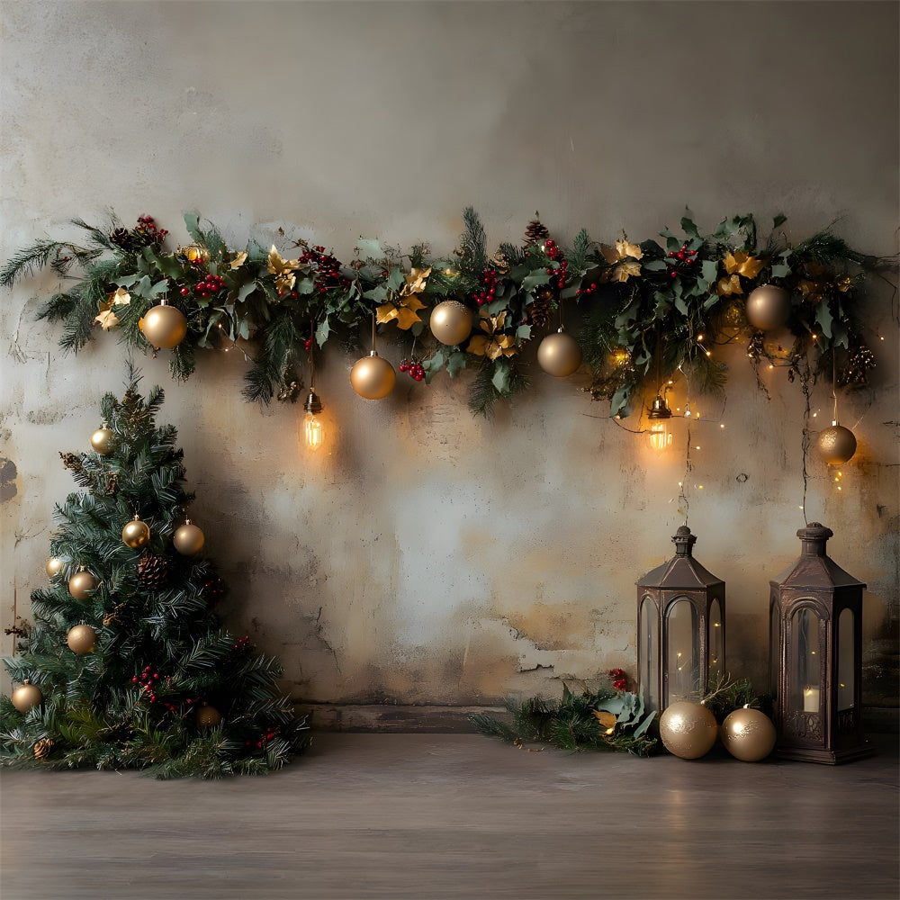 Christmas Balls Tree Decorated Wall Backdrop UK RR9-57