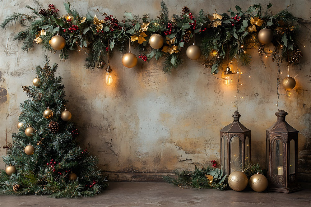 Christmas Balls Tree Decorated Wall Backdrop UK RR9-57