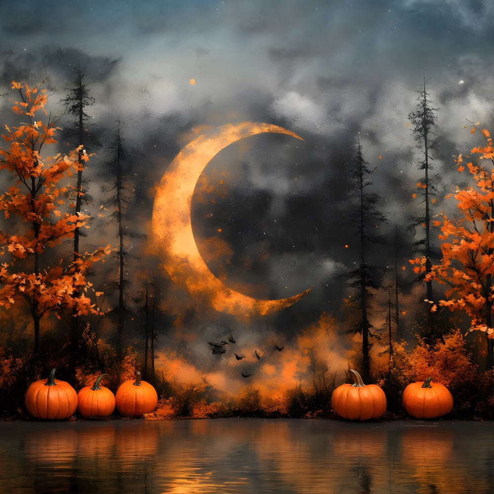 Autumn Mysterious Forest Night Moon Backdrop UK RR9-6