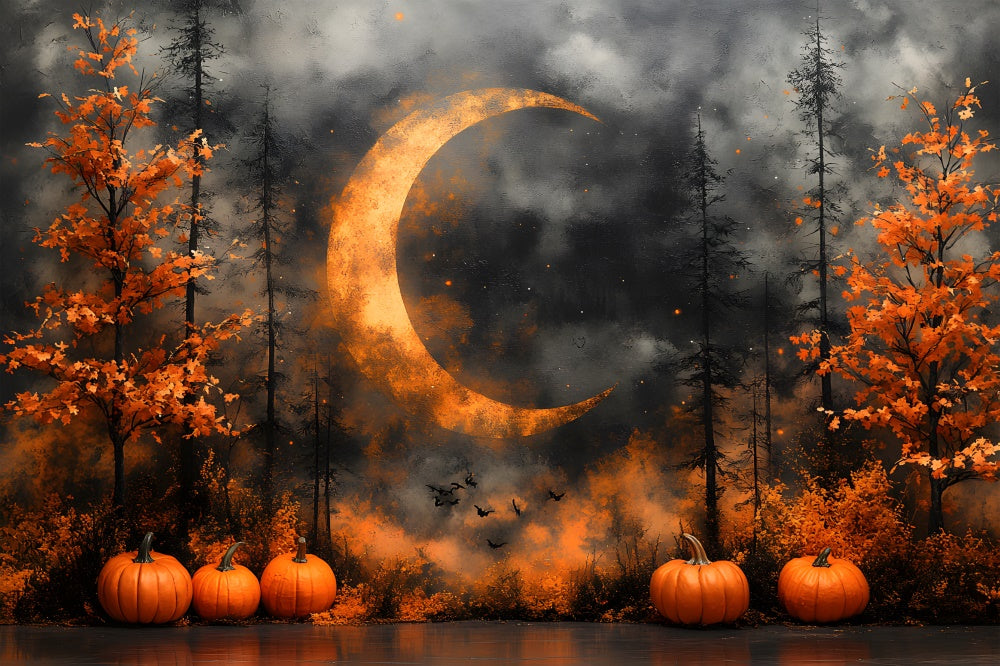 Autumn Mysterious Forest Night Moon Backdrop UK RR9-6