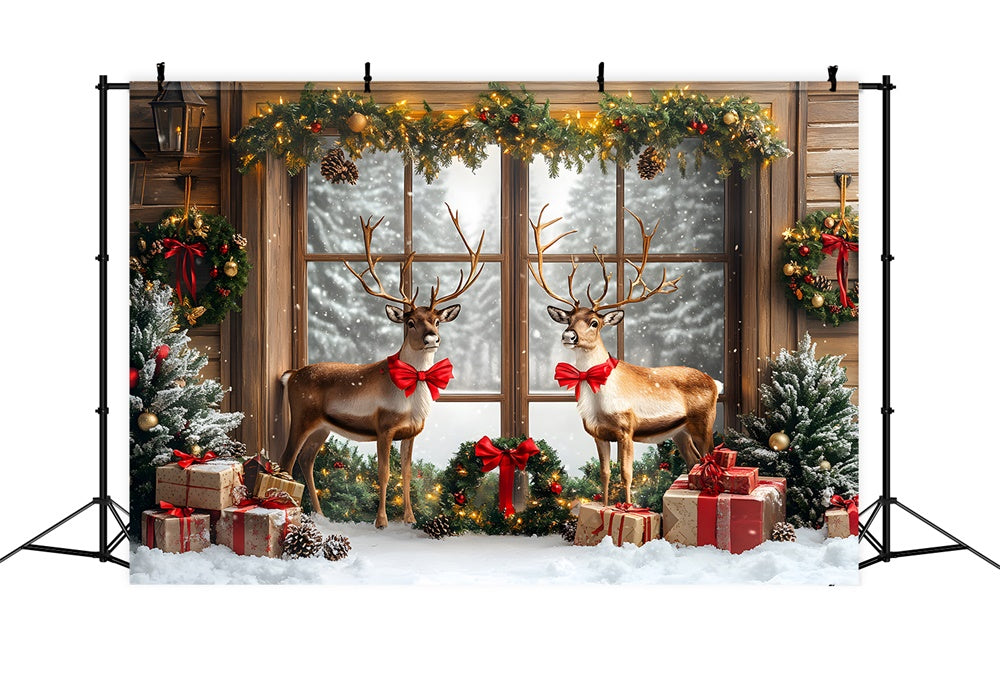 Christmas Window Garland Wreath Reindeer Backdrop UK RR9-60