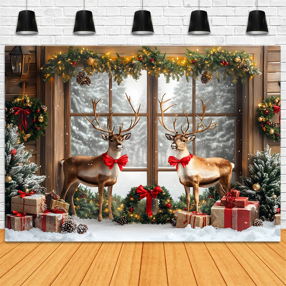 Christmas Window Garland Wreath Reindeer Backdrop UK RR9-60