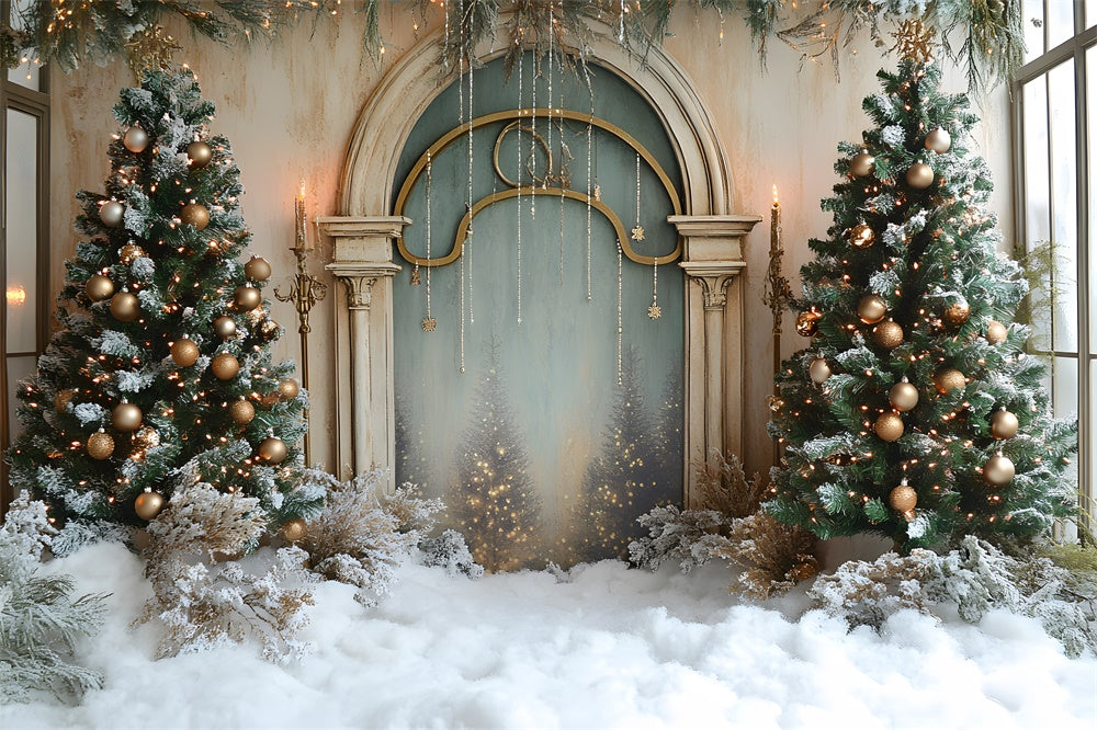 Christmas Snowy Covered Floor Classic Wall Backdrop UK RR9-66