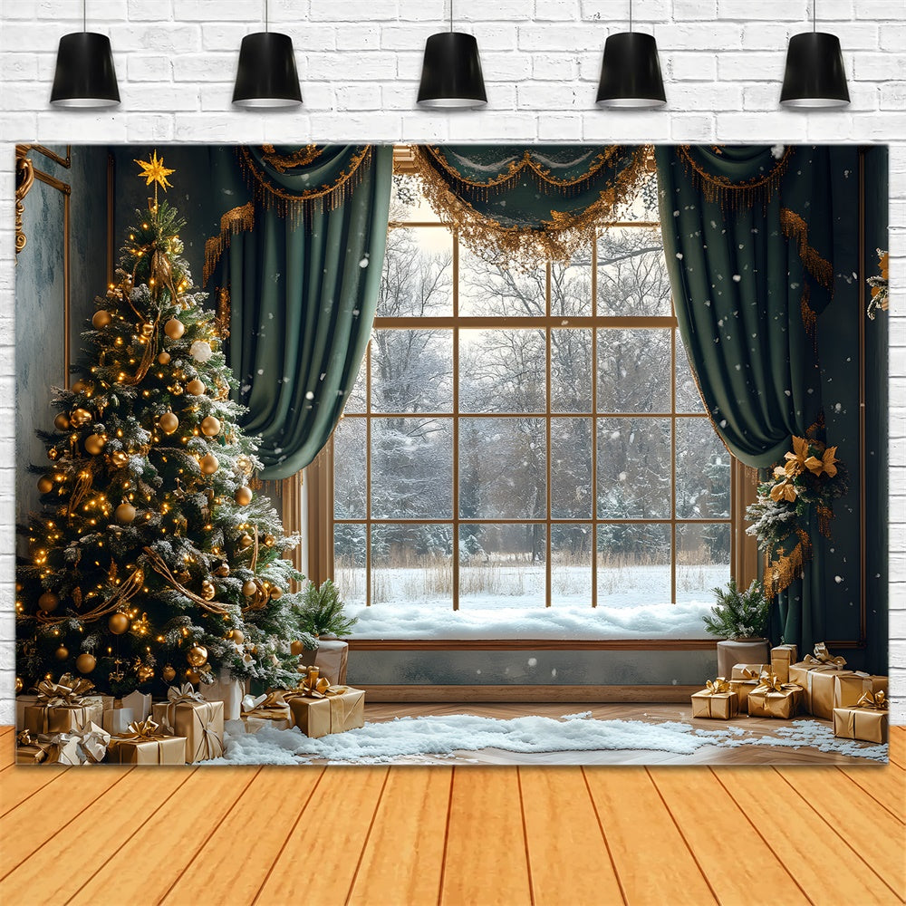 Christmas Window Snowy Forest Scenery Backdrop UK RR9-68