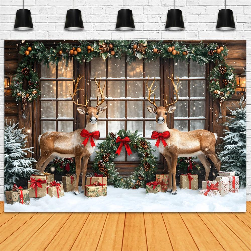 Snowy Christmas Window Garland Reindeer Backdrop UK RR9-70