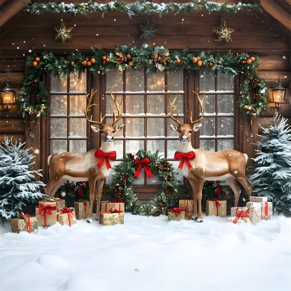 Snowy Christmas Window Garland Reindeer Backdrop UK RR9-70